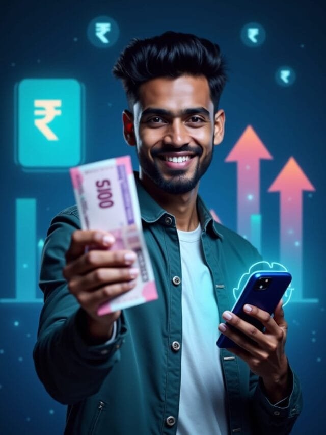 Flux_Dev_A_confident_young_Indian_man_holding_a_500_note_in_on_3
