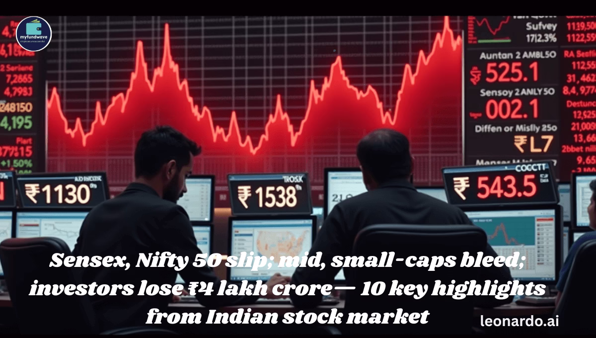 Sensex, Nifty 50 slip; mid, small-caps bleed; investors lose ₹4 lakh crore— 10 key highlights from Indian stock market