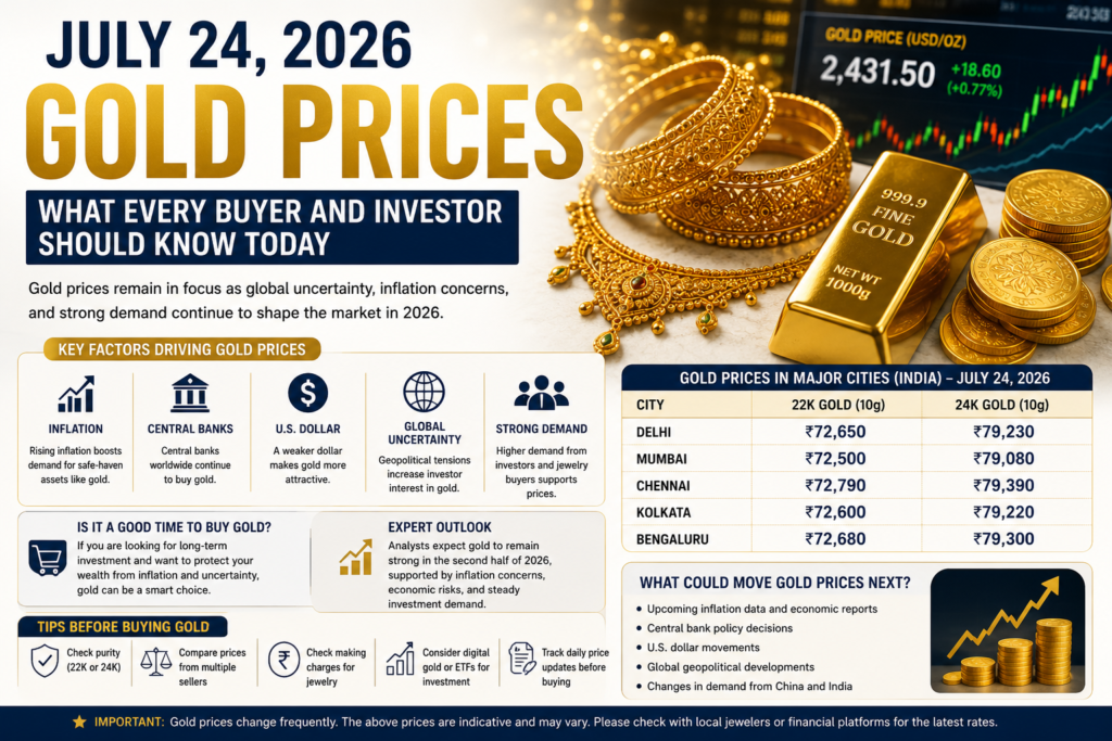 July 24, 2026 Gold Prices: What Every Buyer and Investor Should Know Today